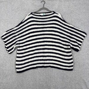 Anthropologie Lita Striped Dolman Sleeve Sweater Womens 1X Navy Blue Nautical
